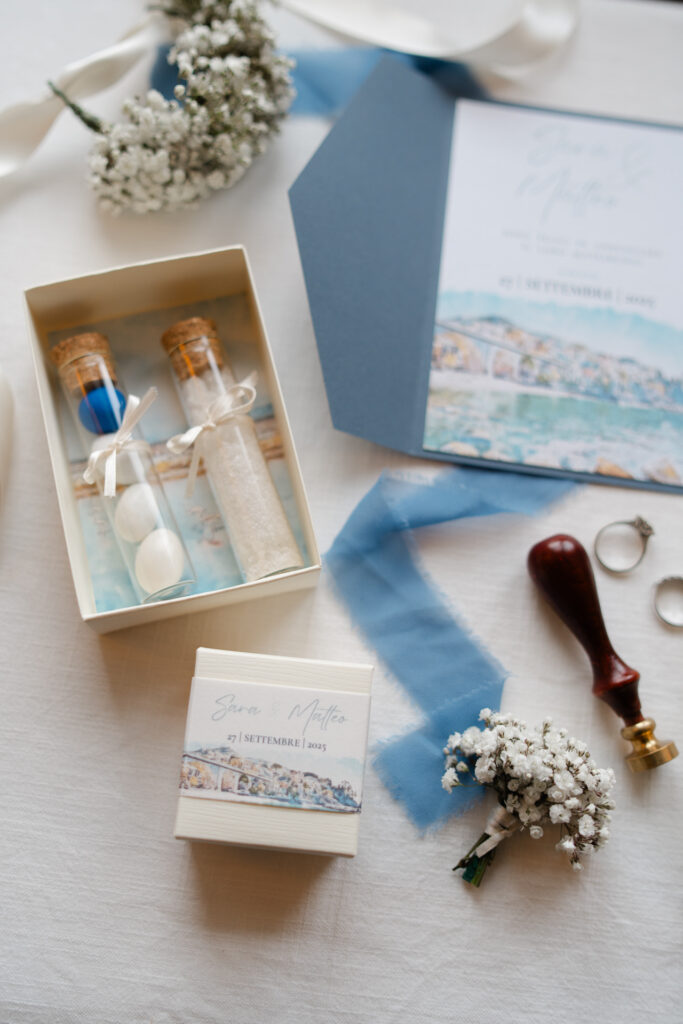 partecipazioni matrimonio blu pocketfold