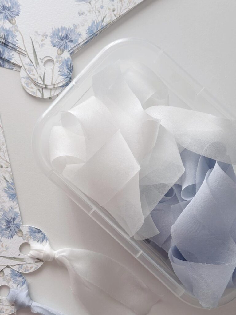 ventagli matrimonio personalizzati con nastri in chiffon
